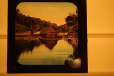 Vintage New York Boat House Magic Lantern Glass Slide Photo Hand Colored picture