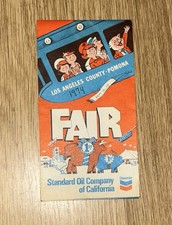 Vintage 1974 LA County Fair Fold Out Map Guide Standard Oil VG Condition picture