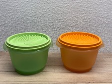 Vintage Set Of 2 Tupperware Servalier Bow With Lid # 886-22 & 886-24 picture