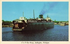 Vintage C & O Car Ferry Ludington Michigan Postcard picture