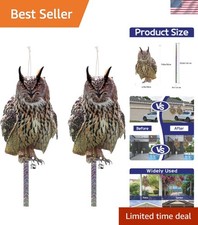 Classic 2PCS Hanging Fake Owl Set with Scare Tape for Squirrel & Bird Deterrent picture