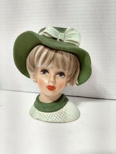 Vintage Napcoware Lady Head Vase  C7494 - Green picture