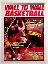 1993 ESPN Wall to Wall Basketball Programming Print Ad Indiana Duke Kansas picture