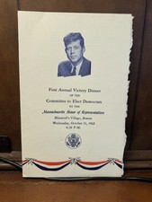 President John F. Kennedy First Annual Victory Dinner Program 1962 Boston picture