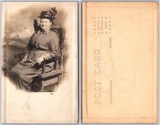 RPPC Seated Woman In Hat Portrait Photo Postcard picture