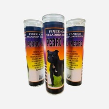 12x Set, PERRO NEGRO Veladora Negra Para Limpias y Curaciones picture