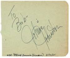 JOHNNY JOHNSTON AUTOGRAPH ON ALBUM PAGE picture