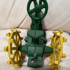 Vintage John Deere Green & yellow cast iron toy tractor heavy  picture