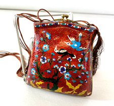 CHINESE CLOISONNE ENAMEL BRASS PURSE HANDBAG CHAMPLEVE ENAMEL Asia China DS56 picture