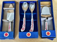 Vtg RED Delft Holland Stainless Porcelain LOT Utensils Royal Gouda Goedewaagen picture