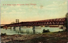 1913 S.P. Bridge Sacramento River California Vintage Postcard Yuba City Postmark picture