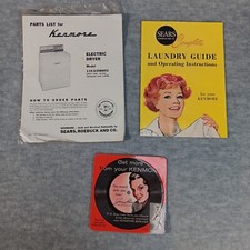 Vintage Sears Kenmore Electric Dryer Laundry Guide Instructions Record 1960's picture