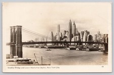 Vintage RPPC Brooklyn Bridge Lower Manhattan Skyline New York City Mainzer picture