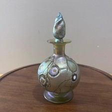 Vtg Handblown Art Nouveau Iridescent Millefiori Glass Perfume Bottle 5.25