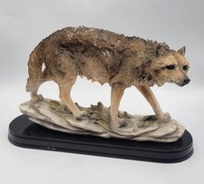 Collectable Resin Walking Wolf Statue Figure With Realistic Eyes picture