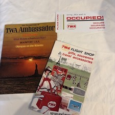 Airline TWA Memorabilia Vintage 90’s Brochures Place Card Occupied Gift Catalog picture