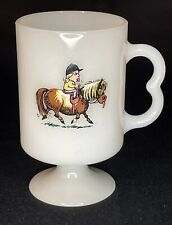 Vintage Norman Thelwell Pony & Rider Milk Glass Pedestal Mug picture