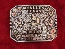 Rodeo BARREL RACING☆2024☆McALLEN TEXAS☆X~Treme☆Champion Trophy Buckle☆Rare☆193 picture