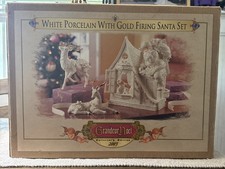 2003 Grandeur Noel White Porcelain With Gold Firing Santa Set picture