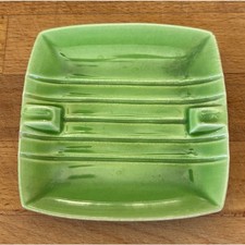 Vintage Roselane Pasadena California Pottery Green Ashtray S1 MCM 4.5