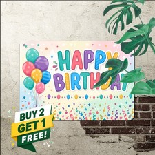Colorful Balloons Playful Happy Birthday Greeting Metal Tin Sign Plaque picture