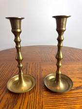 Pair Of Vintage Brass Candlestick Holders Made In India 7.5