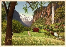 Vintage Switzerland Lauterbrunnen Staubbach Waterfall Postcard Edition Stehli picture
