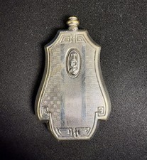 Vintage Art Deco Silver Plate Mini Perfume Flask Bottle Tau Epsilon Phi TEP picture