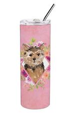 Norwich Terrier Pink Flowers Stainless Steel 20 oz Skinny Tumbler CK4220TBL20 picture