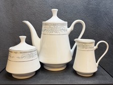 Crown Ming Fine China Juan Shiang Coffee Pot, Cream And Sugar Bowl Set “Diana” picture