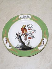 Chelsea House Moss Green Parrot Bird Botanical Display Plates 10.75” picture