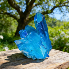Titanium Aura Blue Crystal Cluster Healing Geode Rock Home Decor Unique Gift picture