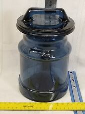 Vintage LE Smith Glass Milk Can Cobalt Blue Canister Cookie Storage Jar Used 8
