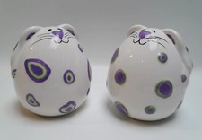 Vintage GANZ Fat Kitty Cat Ceramic SALT & PEPPER SHAKER SET picture