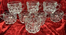 Antique EAPG US Glass Cromwell Knobby Bullseye Clear Punch Cups - Excellent picture
