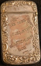 Art Nouveau Double Advertising Cigar Tobacco Co. Match Safe Vesta Case Repousse  picture