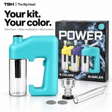 TBH Power Bubbler 2-in-1 Bong Glass Blue Herb & Concentrate | 300-Day Warranty picture