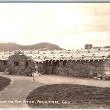 c1940s Trail Ridge CO Museum Post Office RPPC Postcard Rocky Mtn Stone Cabin picture