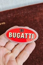 VINTAGE ENAMEL AUTOMOBILE RADIATOR EMBLEM / BADGE # ETTORE BUGATTI FRANCE picture