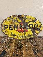 Vtg 31X 18 Porcelain Dbl Sided Ing-Rich BeaverFalls PA  Penzoil Advertising Sign picture