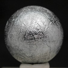 SEYMCHAN IRON METEORITE SPHERE Rhodium Plated Carving Etched WIDMANSTATTEN picture