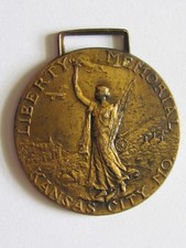 WW1 1921 LIBERTY MEMORIAL MONUMENT DEDICATION WATCH FOB KANSAS CITY picture