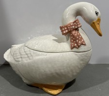 Vintage Country Goose 1986 Cookie Jar Sittre Pink Bow Ceramics AS IS picture