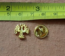 Come Follow Me Dove of Peace Gold Tone Religious jacket lapel pin picture