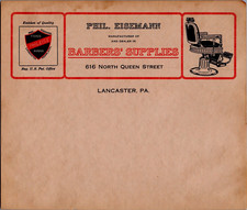 1910 Letterhead Phil Eisemann Barbers' Supplies Lancaster PA Advertising Blank picture