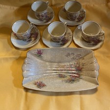 Vtg Royal Winton Grimwades Tea Cups & Saucers x5 w/Matching Bisque Tray Turlock picture