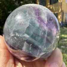 525g Natural Feather Fluorite Quartz Sphere Crystal Ball Reiki Healing Decor picture