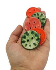 5Pc 40mm Artisan Ceramic Large sewing Buttons, Round Colorful Assorted Buttons picture