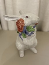 VTG  Standing Porcelain Rabbit Floral Accent Easter Spring Country Cottage Core picture