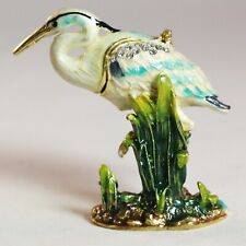 Bejeweled Enameled Animal Bird Trinket Box/Figurine With Rhinestones-Crane picture